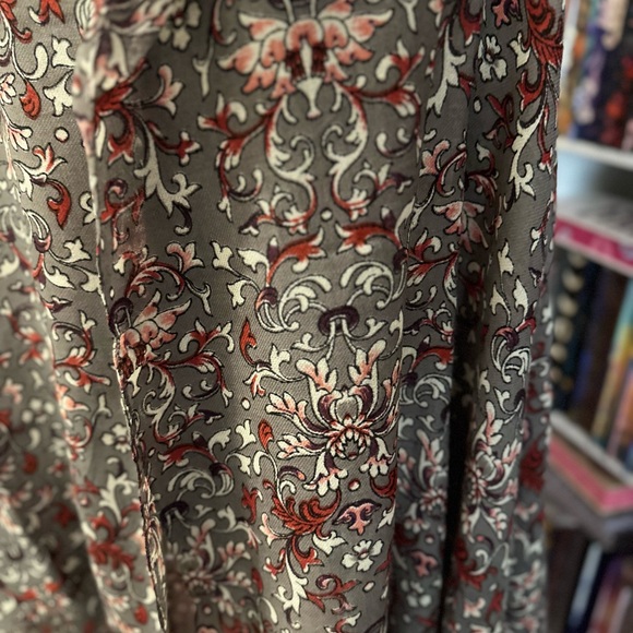 Floral Gray and Red Women's Scarf - Picture 3 of 5